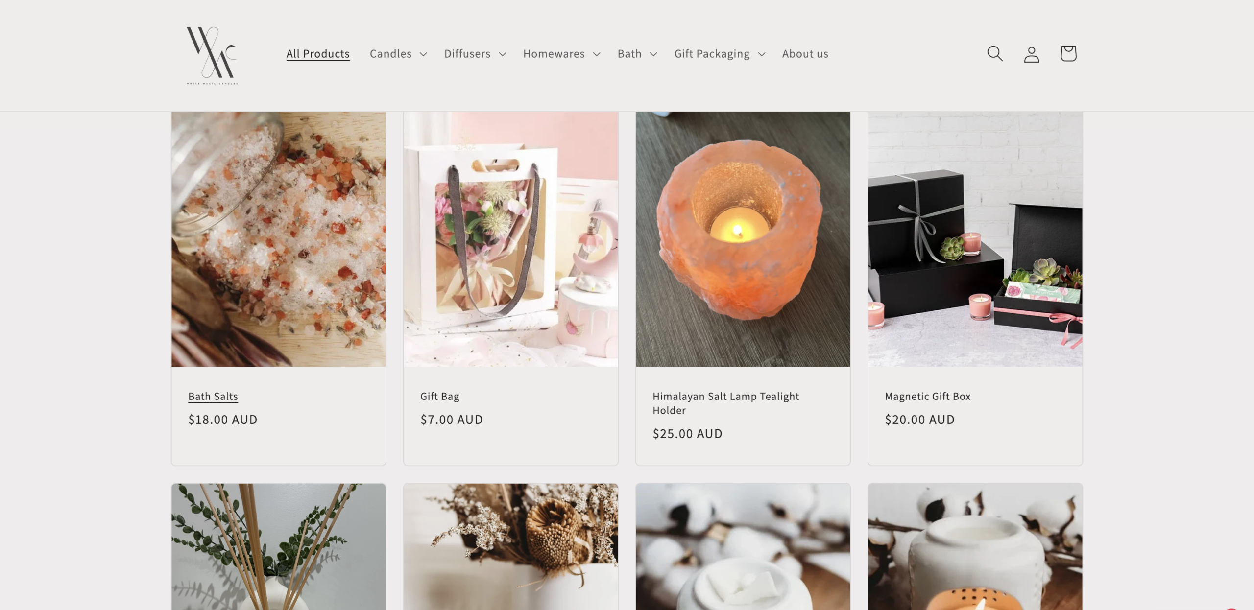 White Magic Candles website