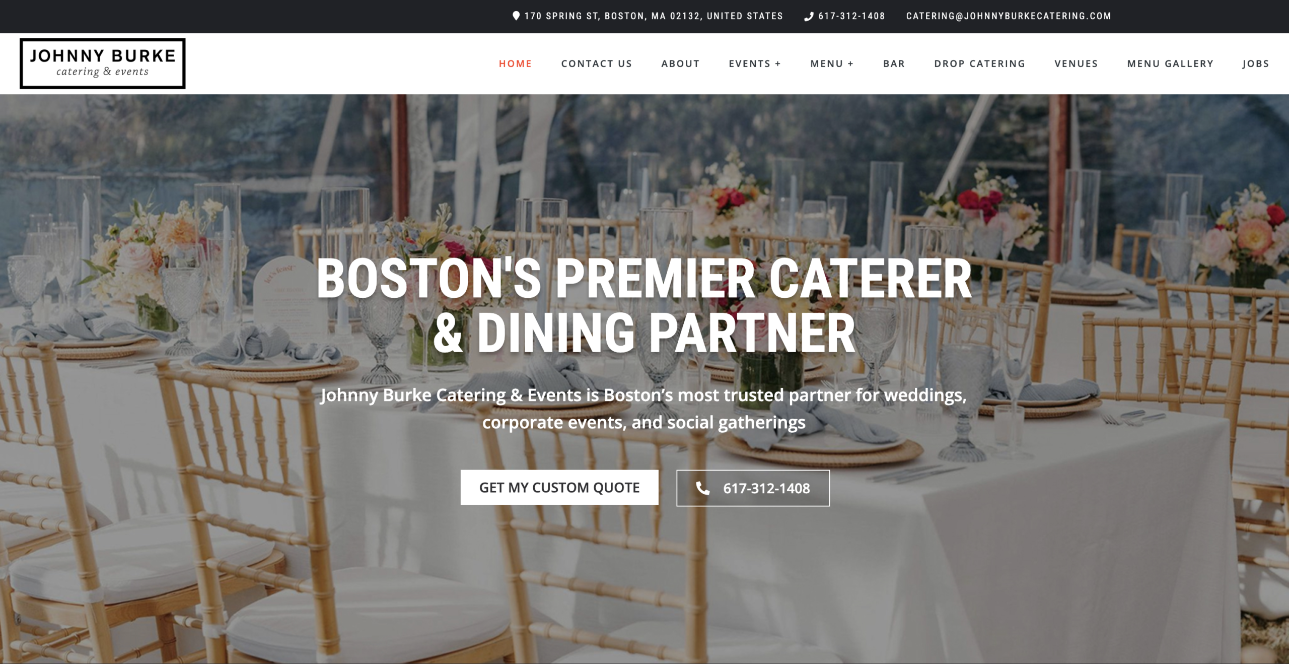 Johnny Burke Catering website
